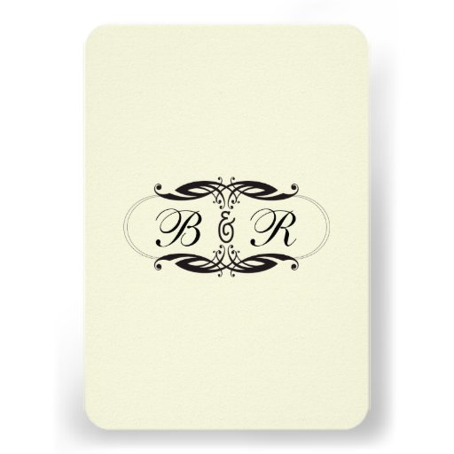 Black Cream Art Deco Wedding RSVP Card