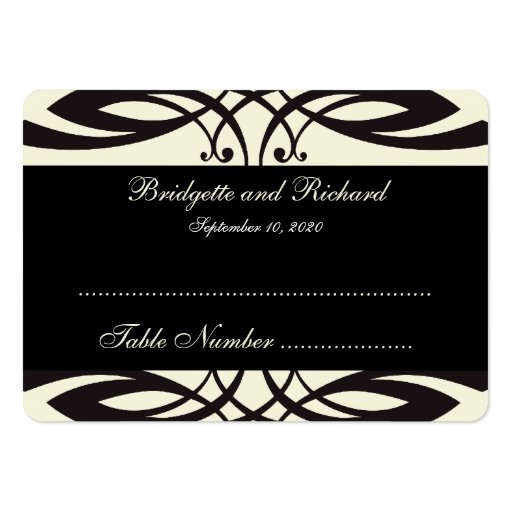 Black Cream Art Deco Wedding Seating Cards Business Card