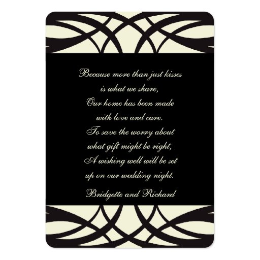 Black Cream Art Deco Wishing Well Cards Business Card Templates (front side)