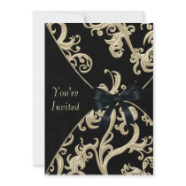 Black Cream Cocktail Party Personalized Announcement