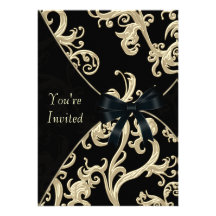 Black Cream Cocktail Party Personalized Announcement