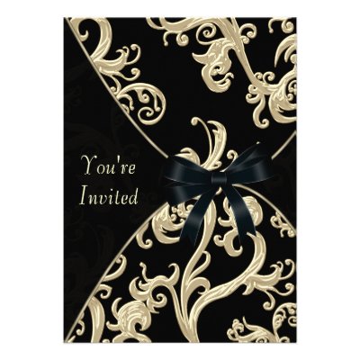 Black Cream Cocktail Party Personalized Announcement
