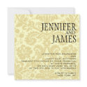 Black Cream Damask Summer Wedding Invitation invitation