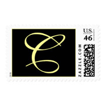 Black Cream Formal Monogram C - Customized postage by Initialreaction Black Cream Formal Monogram C - Customized postage