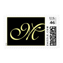 Black Cream Formal Monogram M - Customized postage by Initialreaction Black Cream Formal Monogram M - Customized postage