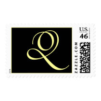 Black Cream Formal Monogram Q - Customized postage by Initialreaction Black Cream Formal Monogram Q - Customized postage