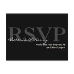 Black cream RSVP simple wedding response card Post Card
