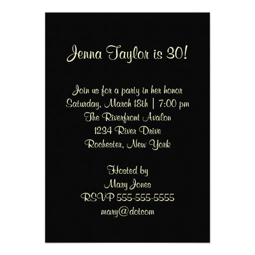 Black Cream Swirl 30th Birthday Party Invitation