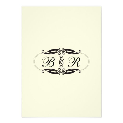 Black Cream Wedding Invitations Art Deco