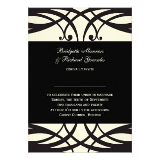 Black Cream Art Deco Wedding Invitations