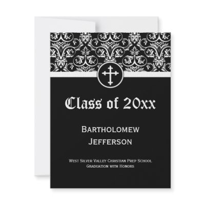 Black Cross Christian Graduation Announcement by CustomInvites