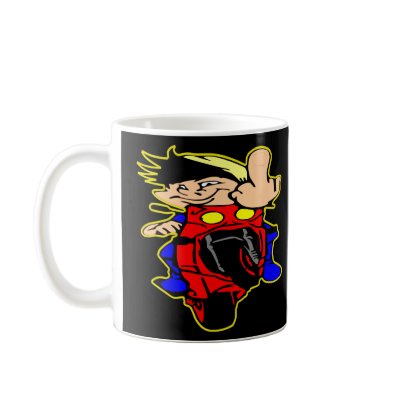 Black Crotch Rocket Biker Finger Mug by WhiteTiger_LLC