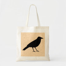 Black Crow Bird on a Parchment Pattern. Bags