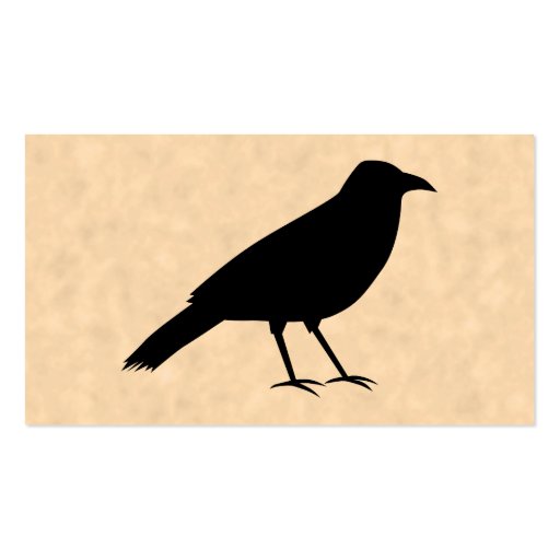 Black Crow Bird on a Parchment Pattern. Business Card Templates (front side)