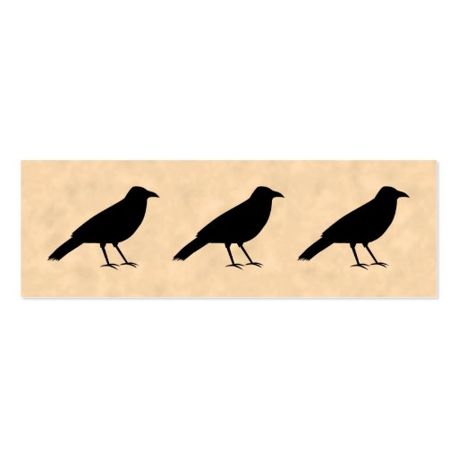 Black Crow Bird on a Parchment Pattern. Business Card Templates (front side)
