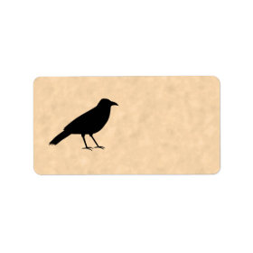 Black Crow Bird on a Parchment Pattern. Custom Address Labels