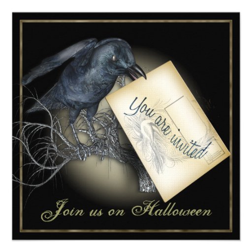 Black Crow Gothic Party Invitations