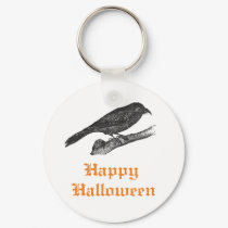 Black Crow Happy Halloween Keychain by ericar70 Black Crow Happy Halloween Keychain