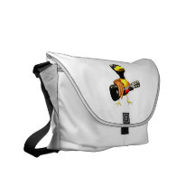 Black crow playing guitar graphic commuter bags