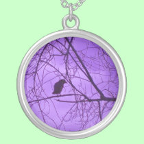 Black Crow Purple Sky Black Spooky Trees necklaces