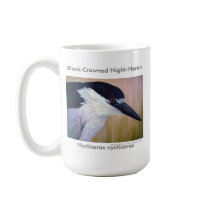 Black Crowned Night Heron Conservation Mug by Artinua Black Crowned Night Heron Conservation Mug