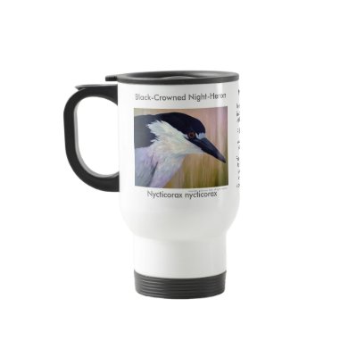 Black Crowned Night Heron Mug with Fun Facts by Artinua