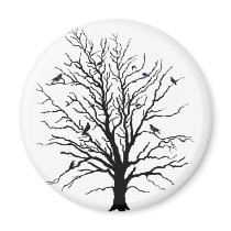Black Crows Gathering in Tree magnets