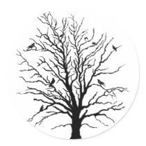 Black Crows Gathering in Tree stickers