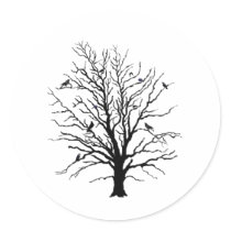 Black Crows Gathering in Tree stickers