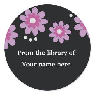 Black Custom Bookplates - Lavender Flowers sticker