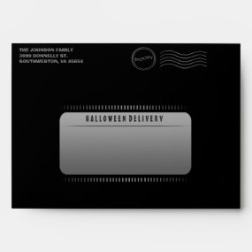 Black Custom Halloween Invitation Envelope Skull