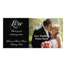 Black Customizable Wedding Thank You Photo Cards
