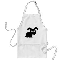 Black cute bunny comic style aprons by Tomaniac Black cute bunny comic style aprons