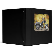 Black Cycle in Grunge Alley 3 Ring Binders
