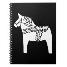 Black Dala Horse Spiral Note Book