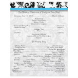 Black Damak Swirls Bright Aqua Wedding Program Letterhead Template