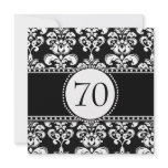 Black Damask 70th Birthday Invitations Dusty Rose