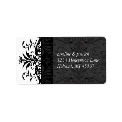 Black Damask  Address Labels -