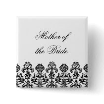 Black Damask Background for the DIY bride Button