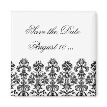 Black Damask Background for the DIY bride Refrigerator Magnets