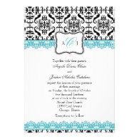 Black Damask Blue Lace Wedding Invitatio Custom Invite