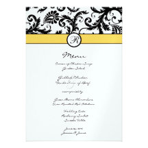Black Damask Borders Wedding Invitation