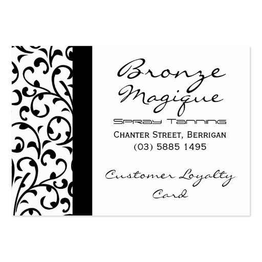 Black Damask Business Customer Loyalty Card Business Card Template (front side)