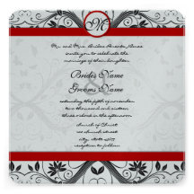 Black Damask Butterfly Swirls Wedding Invitations