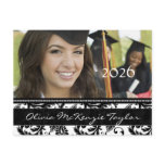 Black Damask Class of  Graduation Invitations Post Cards