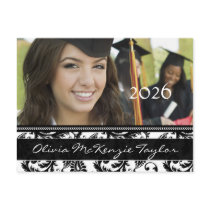 Black Damask Class of  Graduation Invitations Post Cards