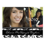 Black Damask Class of  Graduation Invitations Post Cards