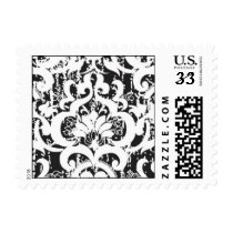 Black damask distressed postage