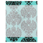 black damask elegance on aqua blue flyers