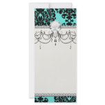 black damask elegance on aqua blue rack card